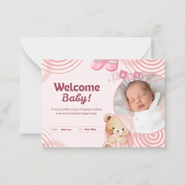 Pequeña Tarjeta de Bienvenida Adorable Pequeño  (Anverso)