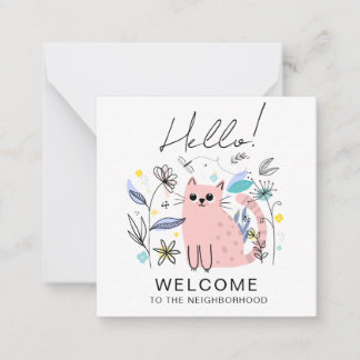 Pequeña Tarjeta de Bienvenida al Barrio – Ilustración de G
