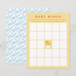 Pequeña Tarjeta de bingo Baby Shower del pato de goma   Cu