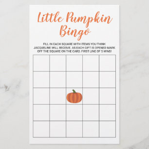 Pequeña tarjeta de bingo de Baby Shower otoño de c