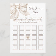 Tarjeta de Bingo para Baby Shower con Lazo Coquett