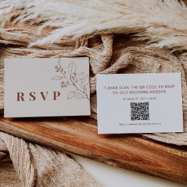 Pequeña Tarjeta de código QR de Floral Beige Wedge RSVP