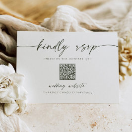 Pequeña Tarjeta de código QR de Olive Verde Simple Minimal