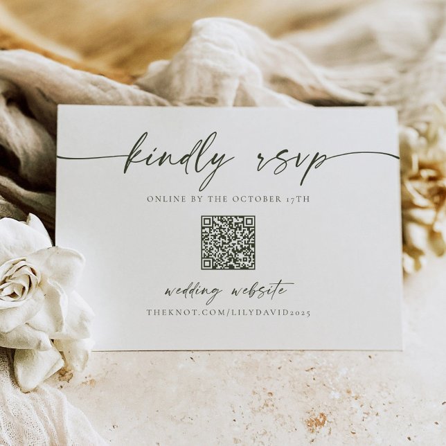 Pequeña Tarjeta de código QR de Olive Verde Simple Minimal (Subido por el creador)