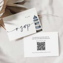 Pequeña Tarjeta de código QR para boda costera RSVP