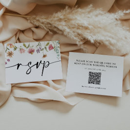 Pequeña Tarjeta de código QR para boda de flores silvestre