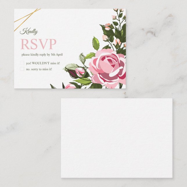 Pequeña Tarjeta de confirmación de boda Floral Greenery RS (Anverso / Reverso)