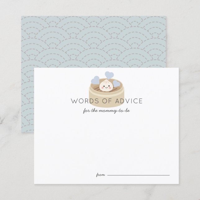 Pequeña tarjeta de consejo azul Baby Shower Dumpli (Anverso / Reverso)