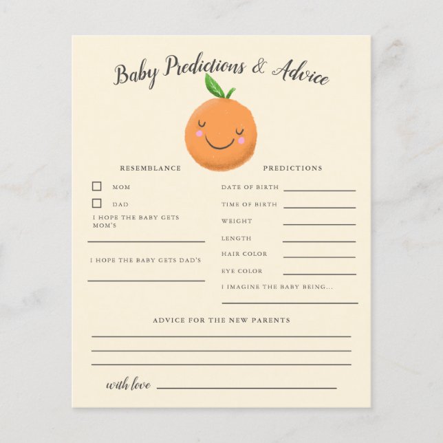 Pequeña tarjeta de consejos y predicciones para be (Anverso)
