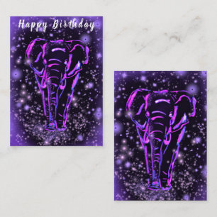 Pequeña Tarjeta de cumpleaños con elefante en noche estrel
