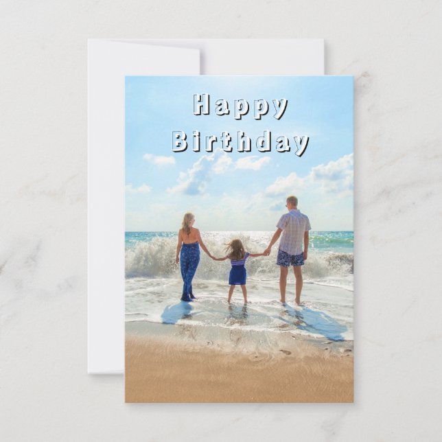 Pequeña Tarjeta de cumpleaños con foto familiar personaliz (Anverso)
