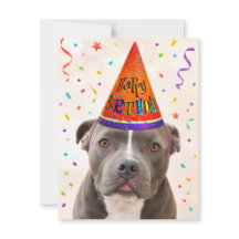 Tarjeta de cumpleaños con Zeus, perro rescatado