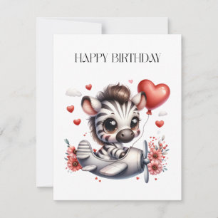 Pequeña Tarjeta de cumpleaños de cebra piloto