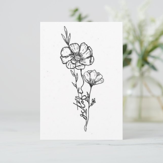 Pequeña Tarjeta de cumpleaños de la flor de nacimiento de  (Anverso de pie)