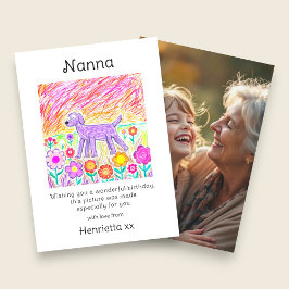 Pequeña Tarjeta de cumpleaños de Nanna con dibujo infantil