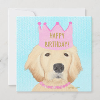 Pequeña Tarjeta de Cumpleaños de Princesa Golden Retriever