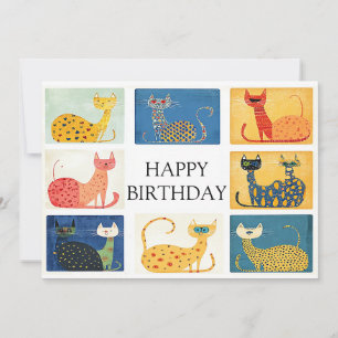Pequeña Tarjeta de cumpleaños del desfile de gatos caprich