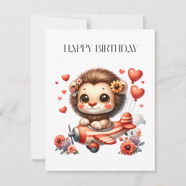 Pequeña Tarjeta de cumpleaños del piloto león (Anverso)