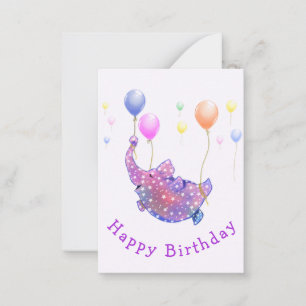 Pequeña Tarjeta de cumpleaños divertida de elefante volado
