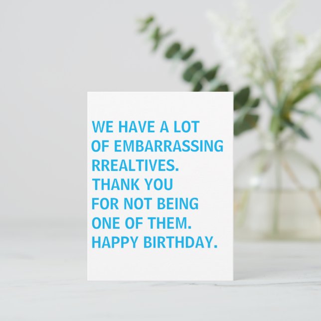 Pequeña Tarjeta de cumpleaños divertida, feliz cumpleaños  (Anverso de pie)