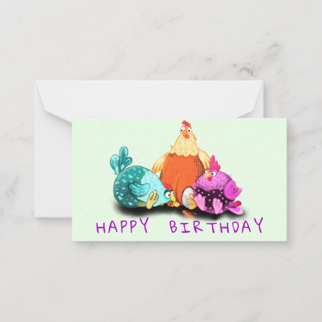 Pequeña Tarjeta de cumpleaños divertida para pollo (Anverso)