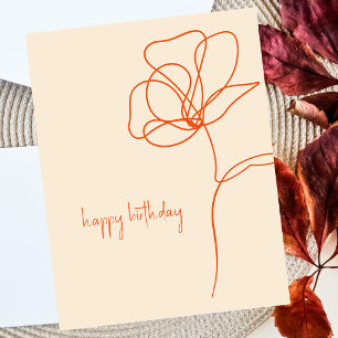 Pequeña Tarjeta de cumpleaños feliz de Boho Retro Line Art