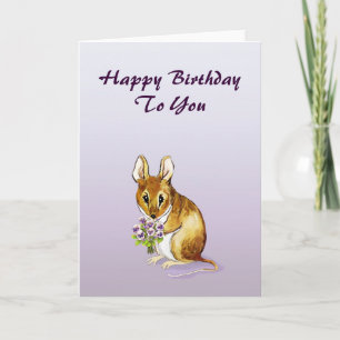 Pequeña tarjeta de cumpleaños feliz del ratón