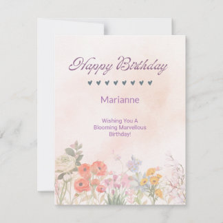 Pequeña Tarjeta de cumpleaños floral floral moderna