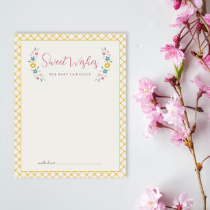 Pequeña Tarjeta de Deseos Florales Dulces Amarillos para B