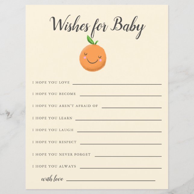 Pequeña tarjeta de deseos para bebé de Baby Shower (Anverso)