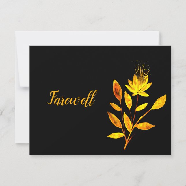 Pequeña Tarjeta de despedida de las flores de fuego dorada (Anverso)