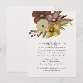 Pequeña Tarjeta de detalles de boda boho neutral con acuar
