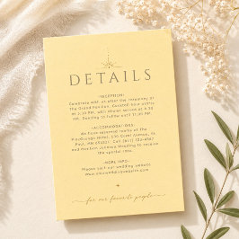 Pequeña Tarjeta de Detalles de Boda Elegante Amarillo Mant