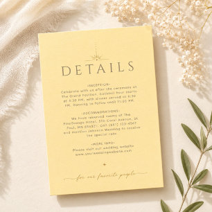 Pequeña Tarjeta de Detalles de Boda Elegante Amarillo Mant