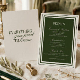 Pequeña Tarjeta de Detalles de Boda Elegante en Verde Oliv