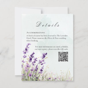 Pequeña Tarjeta de Detalles de Boda Elegante Lavanda y Ver