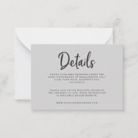 tarjeta de detalles de boda geométrico y script de
