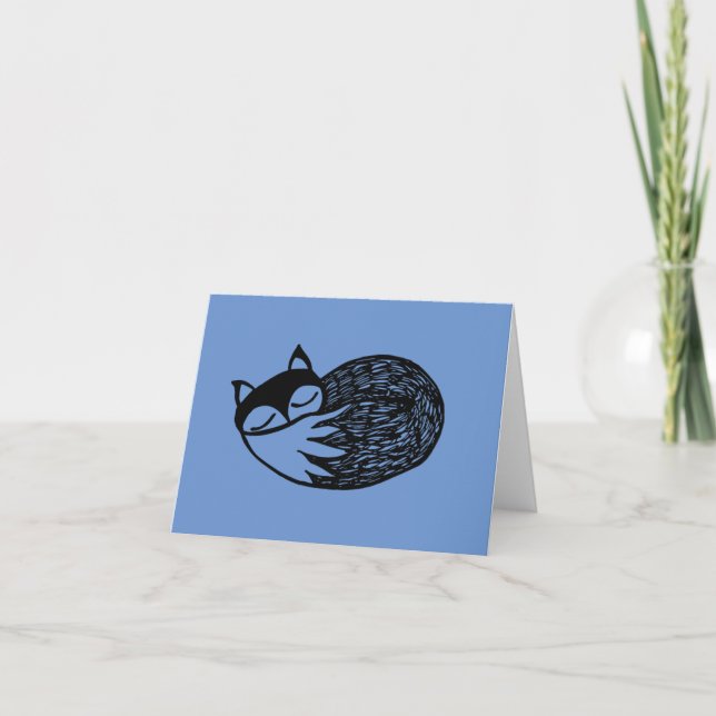 Pequeña tarjeta de dibujo y poema de Fox de sueño  (Anverso)
