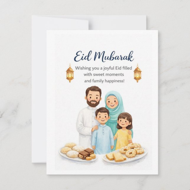 Pequeña Tarjeta de Eid Mubarak de descarga instantánea (Anverso)