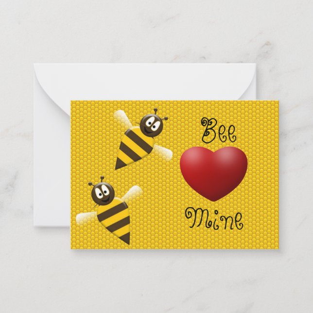 Pequeña Tarjeta de El día de San Valentín Bee Mine (Anverso)