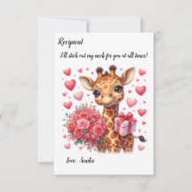 Tarjeta de El día de San Valentín Cute giraffe