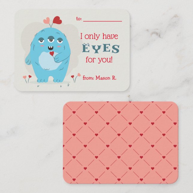 Pequeña Tarjeta de El día de San Valentín de aula para niñ (Anverso / Reverso)