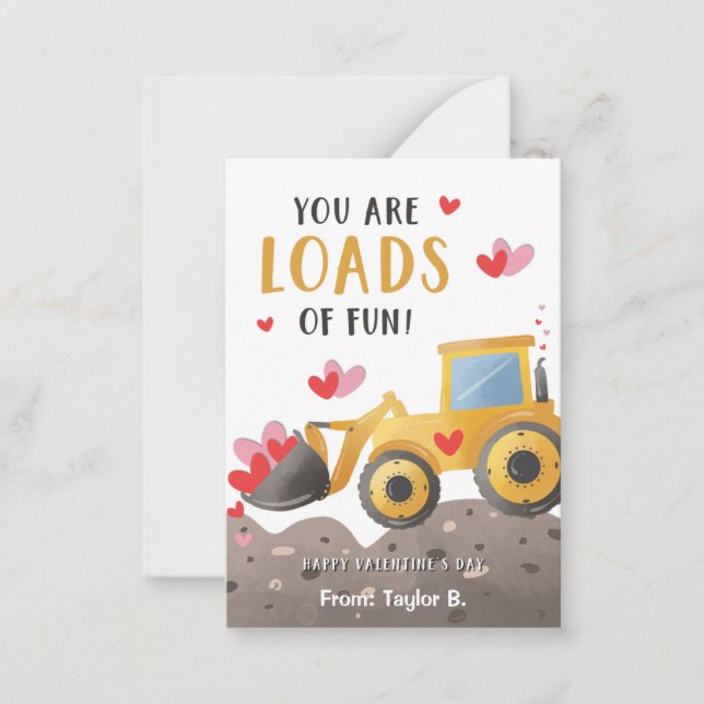 Pequeña Tarjeta de El día de San Valentín de construcción  (Anverso)
