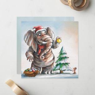 Pequeña Tarjeta de elefante y ratón - por Monika Marzec