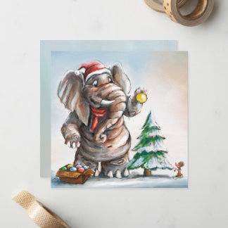 Pequeña Tarjeta de elefante y ratón - por Monika Marzec