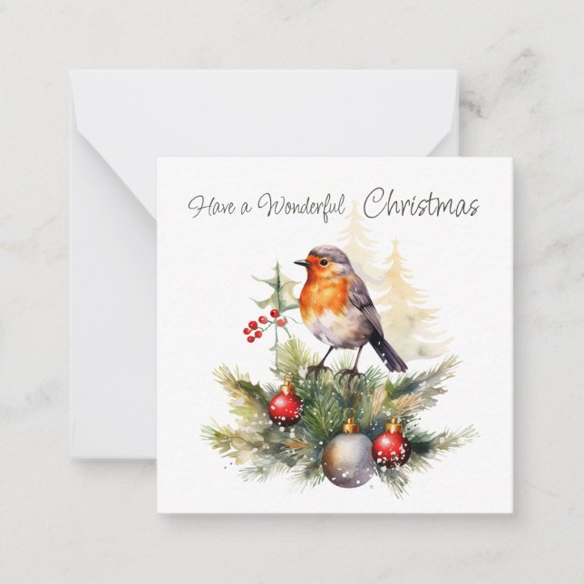 Pequeña Tarjeta de Enclosure de Navidad de Pino Red Robin (Anverso)