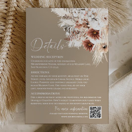 Pequeña Tarjeta de Enclusura de Boda de Paja de Pampas Bei