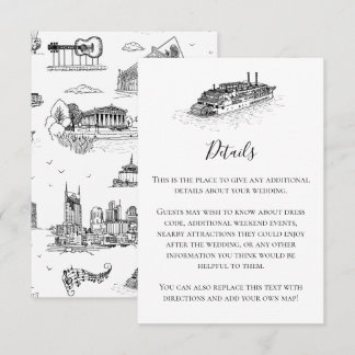 Pequeña Tarjeta de Enclusura Negro y Blanco Nashville Toil