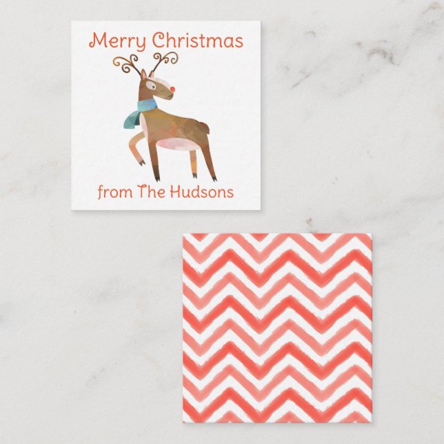 Pequeña Tarjeta de envoltorio de regalo de reno para Navid (Anverso / Reverso)