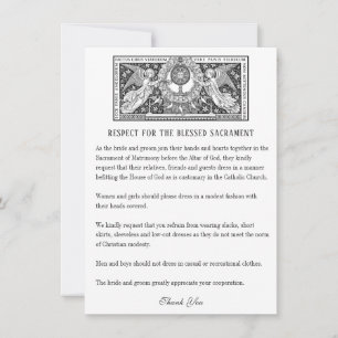 Pequeña Tarjeta de etiqueta del Boda católico
